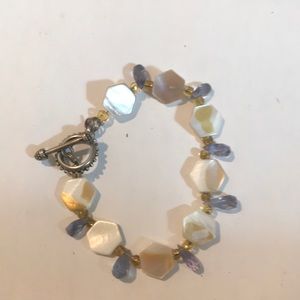 Custom made mother of pearl and swarovski crystals bracelet